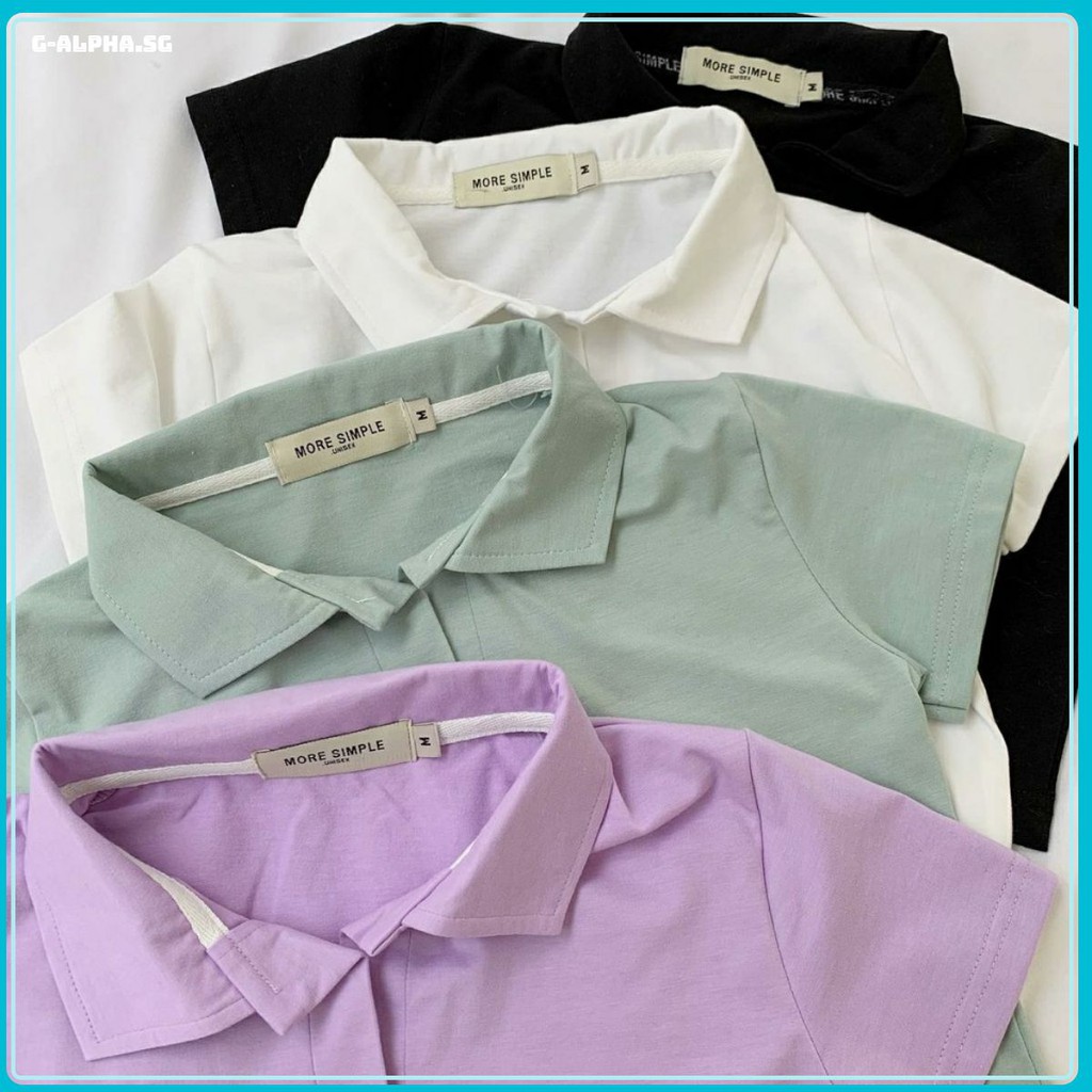 Áo Croptop Cổ Trụ PLO Tay Ngắn Dáng Ôm Nhẹ Ulzzang (4 Màu) - D02