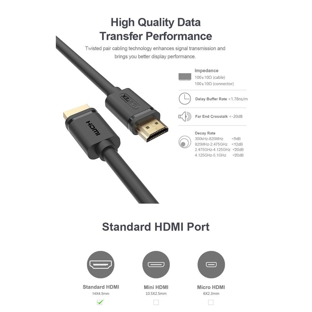 Dây cáp HDMI 15M UNITEK Ultra HD 4K &amp; 3D Y-C 143M (Hãng phân phối chính thức)