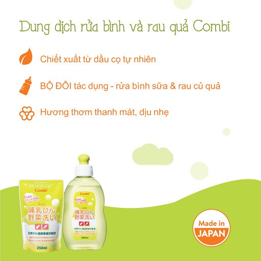 Nước rửa bình sữa Combi 1 chai + 1 túi