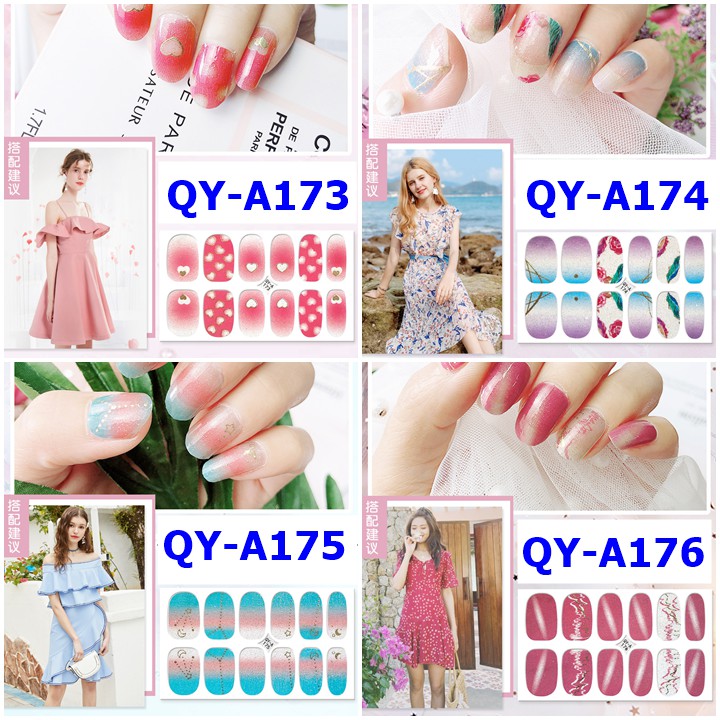 [Sỉ-Rẻ] Bộ dán móng tay nail sticker gồm 12 móng, không thấm nước, có độ đàn hồi tốt Phần 2 QYA [Lẻ-Sỉ]