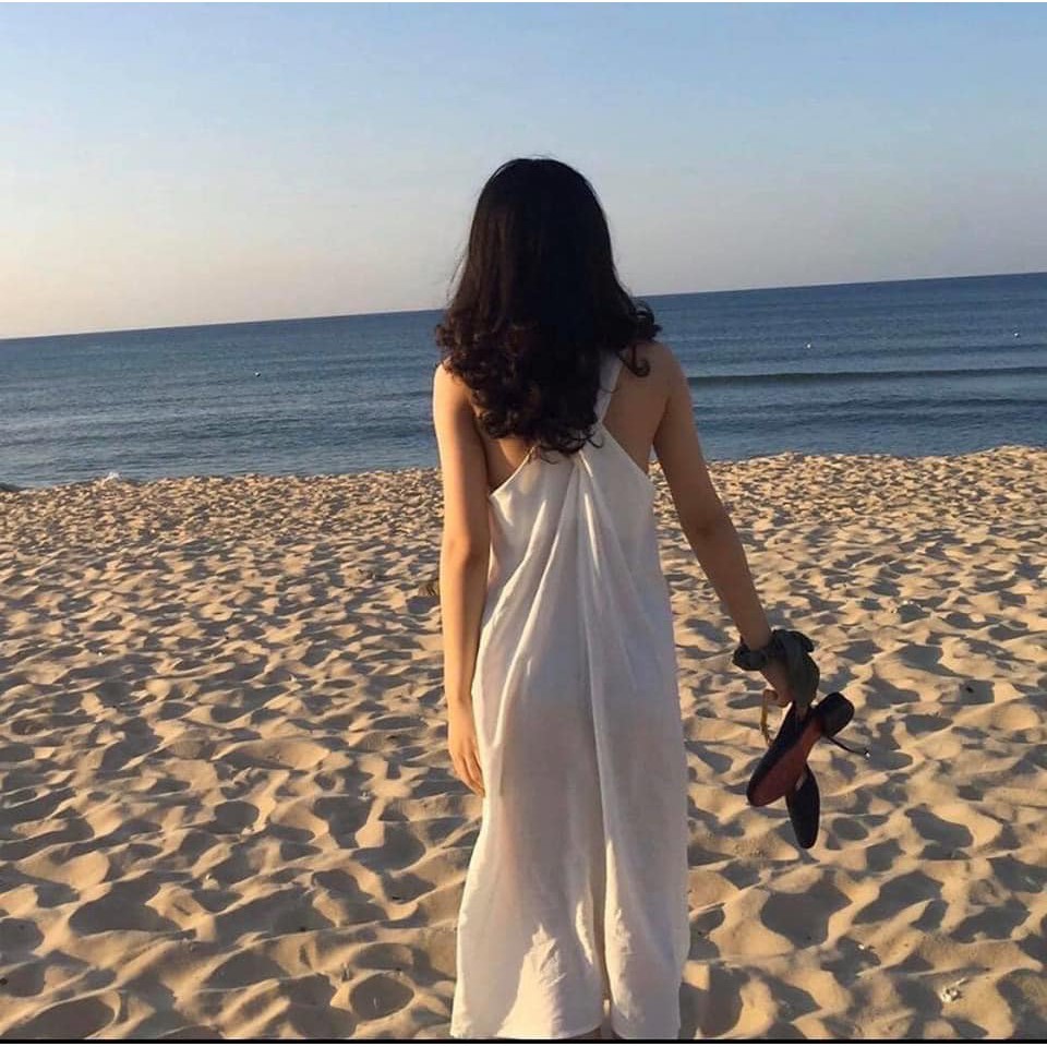 Đầm maxi 2 dây bản to - Dáng suông rộng đan chéo lưng chất đũi lụa nhẹ mềm mát - CM Fashion | BigBuy360 - bigbuy360.vn