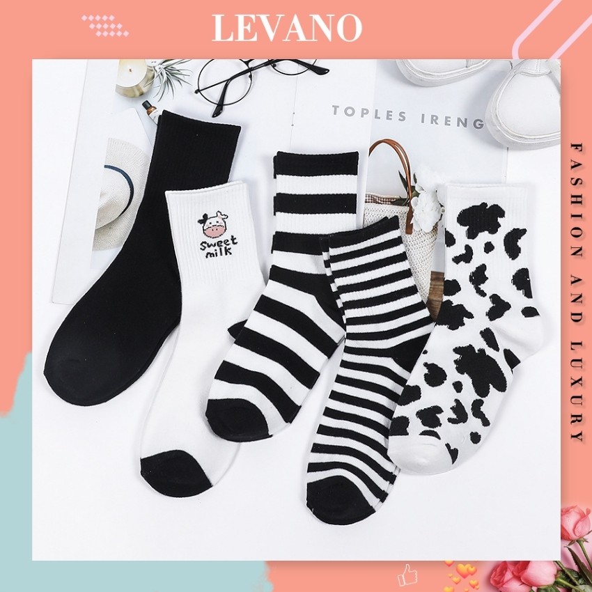 Tất nữ cao cổ bò sữa LEVANO chất liệu cotton co giãn 4 chiều khử mùi hôi chân T002