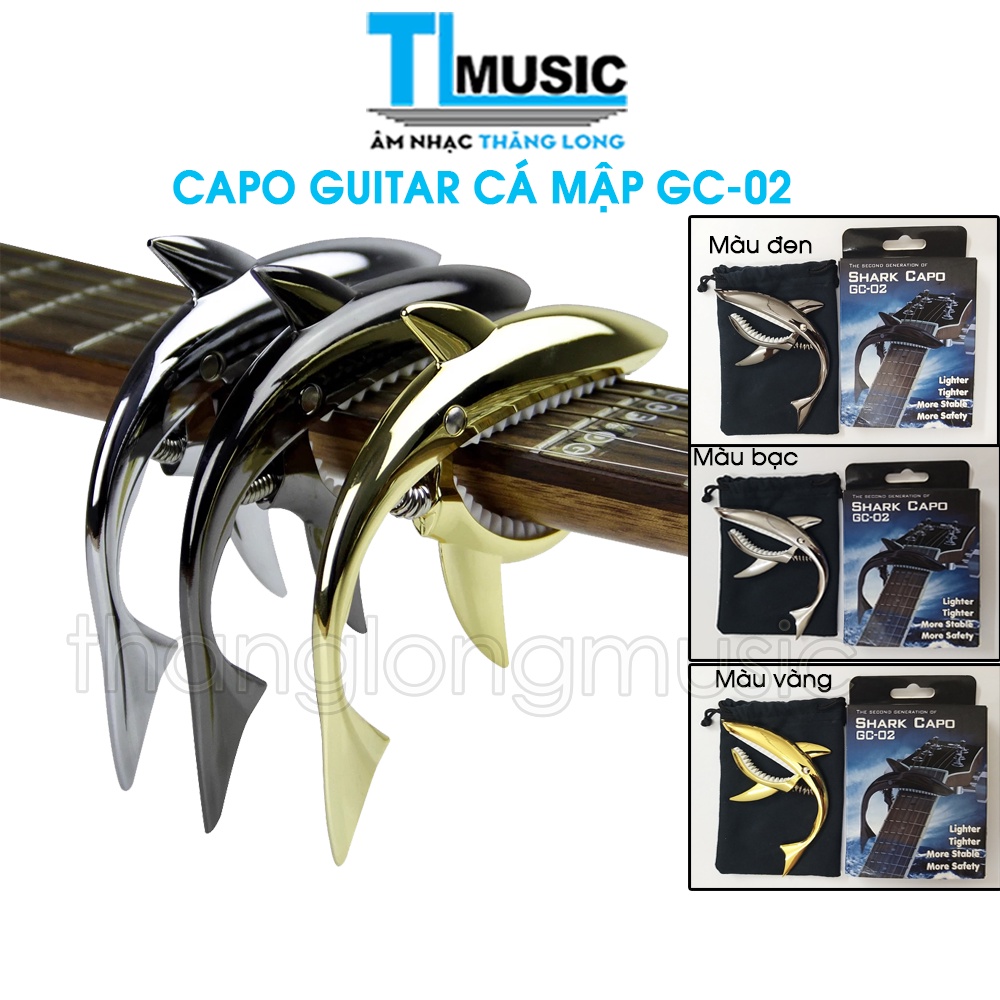 Kẹp( capo) guitar cá mập kim loại cao cấp GC-02 dành cho đàn ghita acoustic, classic,electric,ukulele..(KÈM TÚI ĐỰNG)