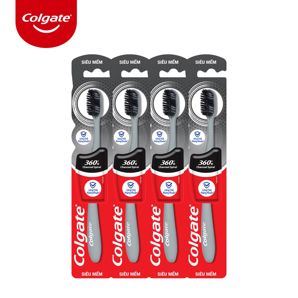 Bàn Chải Đánh Răng Colgate 360 Độ Than Hoạt Tính &amp; Lông Chải Xoắn Kép