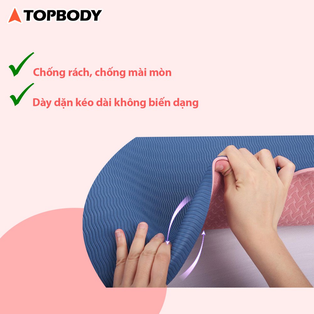 Thảm Tập Yoga Định Tuyến TPE cao cấp tặng kèm túi đựng - Thảm yoga chống trượt chính hãng TOPBODY