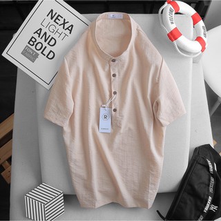 Áo sơ mi Đũi cổ trụ siêu đẹp 2020 màu nude