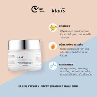 Kem dưỡng ẩm klairs freshly 2 trong 1 klairs freshly Juiced vitamin E mask 90ml - Skin hub