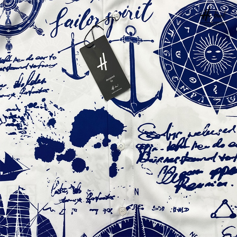 Áo sơ mi nam tay ngắn họa tiết HIBRO chất vải lụa Kate Mỹ cao cấp mềm, mịn, mát không nhăn và không bong tróc MÃ: H07