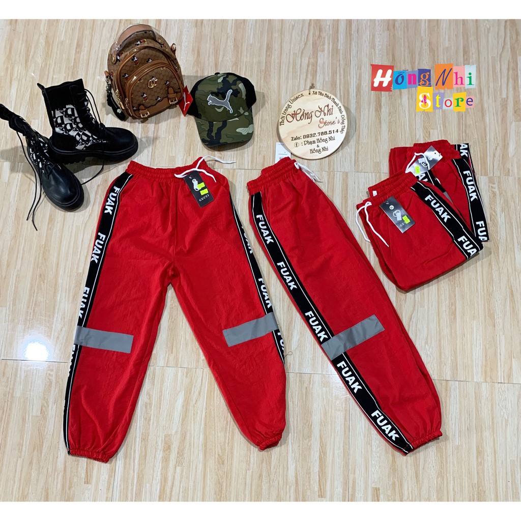 Quần Jogger Nữ Phản Quang Phối Sọc Lửng 9 Tấc