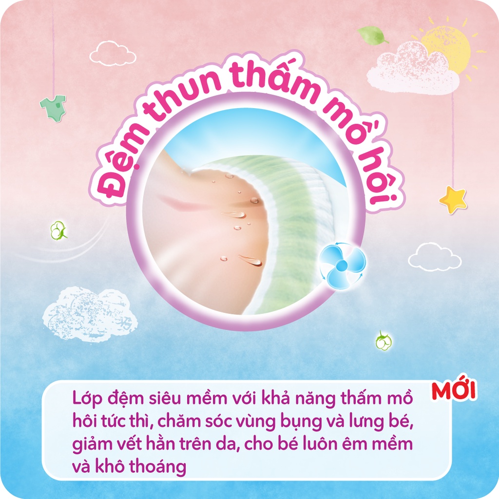 Tã dán sơ sinh Bobby S80 mới- Lõi nén cotton-soft 3mm