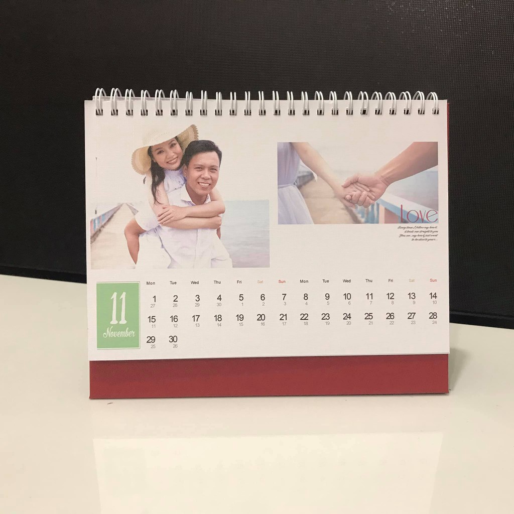 Lịch để bàn in hình theo yêu cầu - 13 tờ giấy gân mỹ thuật cao cấp