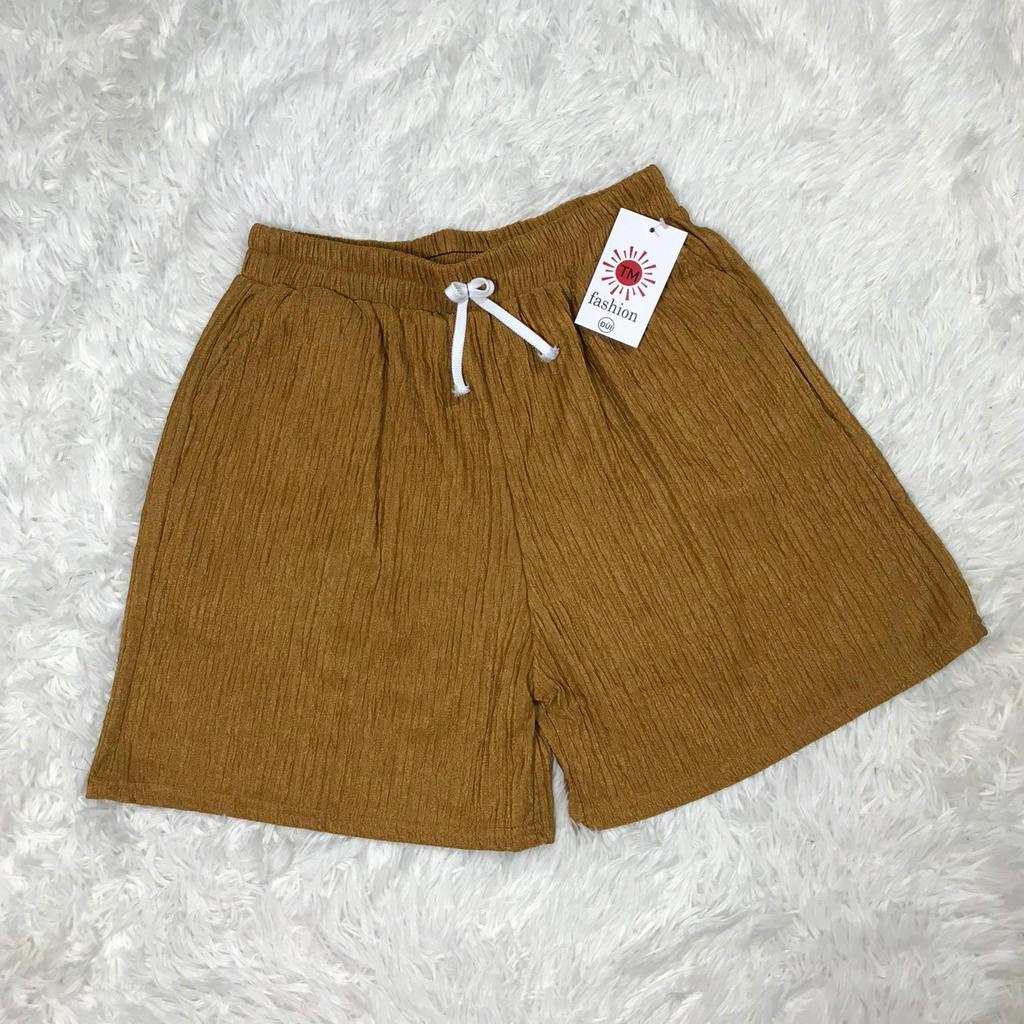 Quần short nữ lưng thun chất vải xốp lụa mềm nhẹ co giãn tốt freeszie 40-55kg