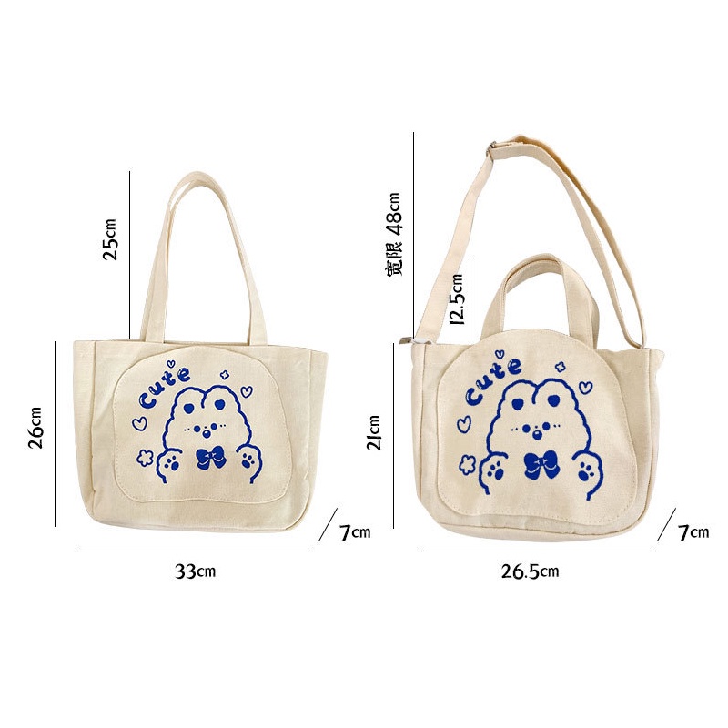 Túi Vải Canvas Đeo Vai Sức Chứa Lớn Dễ Phối Đồ Thời Trang Cho Nữ