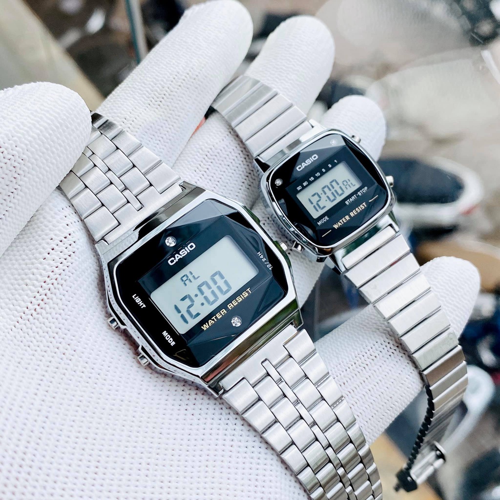 Đồng hồ nam nữ CASIO LA670WAD-1 và A159WAD-1 đính kim cương cao cấp giá rẻ