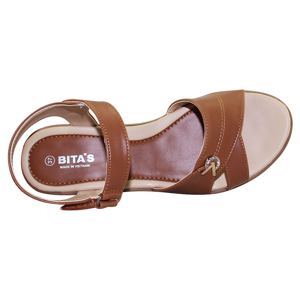 GIÀY SANDAL QUAI HẬU GÓT CAO NỮ BITA'S - SYN.251 (ĐEN + KEM + NÂU) - BITAS