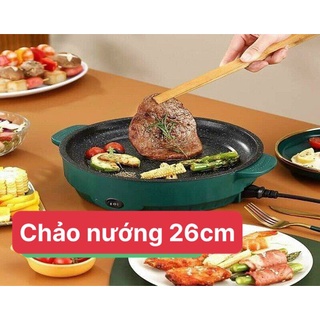Chảo Nướng Điện Đa Năng Shanban 2 Nâc Nhiệt Size 26cm Chống Dính vân đá