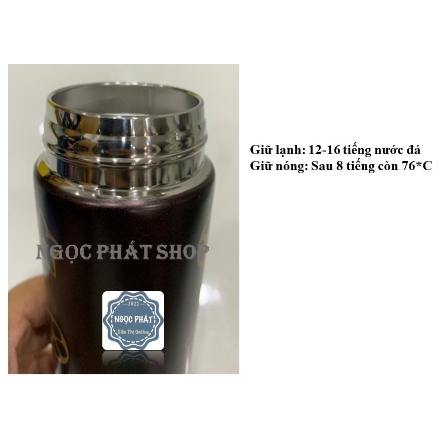 Bình giữ nhiệt Inox 304, tích hợp nhiệt kế và MÀN HÌNH OLED HIỂN THỊ NHIỆT ĐỘ 500ML
