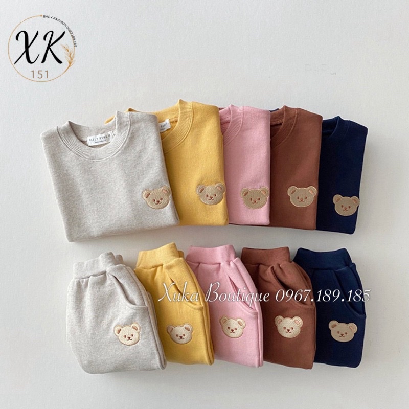 Set Bộ Quần Áo Nỉ Da Cá Gấu Cho Bé - Xuka Boutique - Bộ Quần Áo Dài Thu Đông Bé Trai Bé Gái Chất Siêu Đẹp [Ảnh thật]