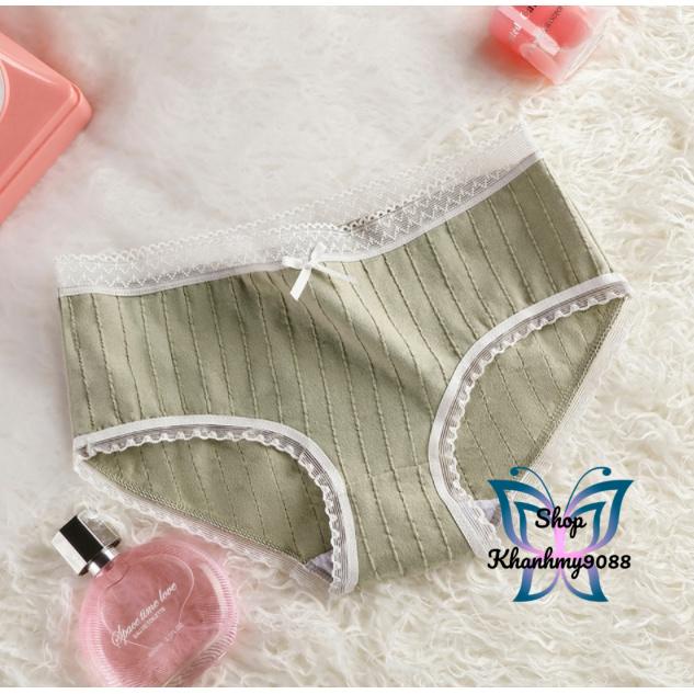 Quần lót nữ cotton gân tăm viền ren trắng dễ thương có chọn màu chọn size lớn Bigsize QL13