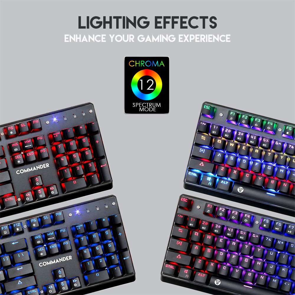 Combo Bàn Phím Cơ Full-sized + Chuột Gaming Có Dây Fantech MVP862 COMMANDER Optical Blue Switch LED RGB Full Anti Ghost