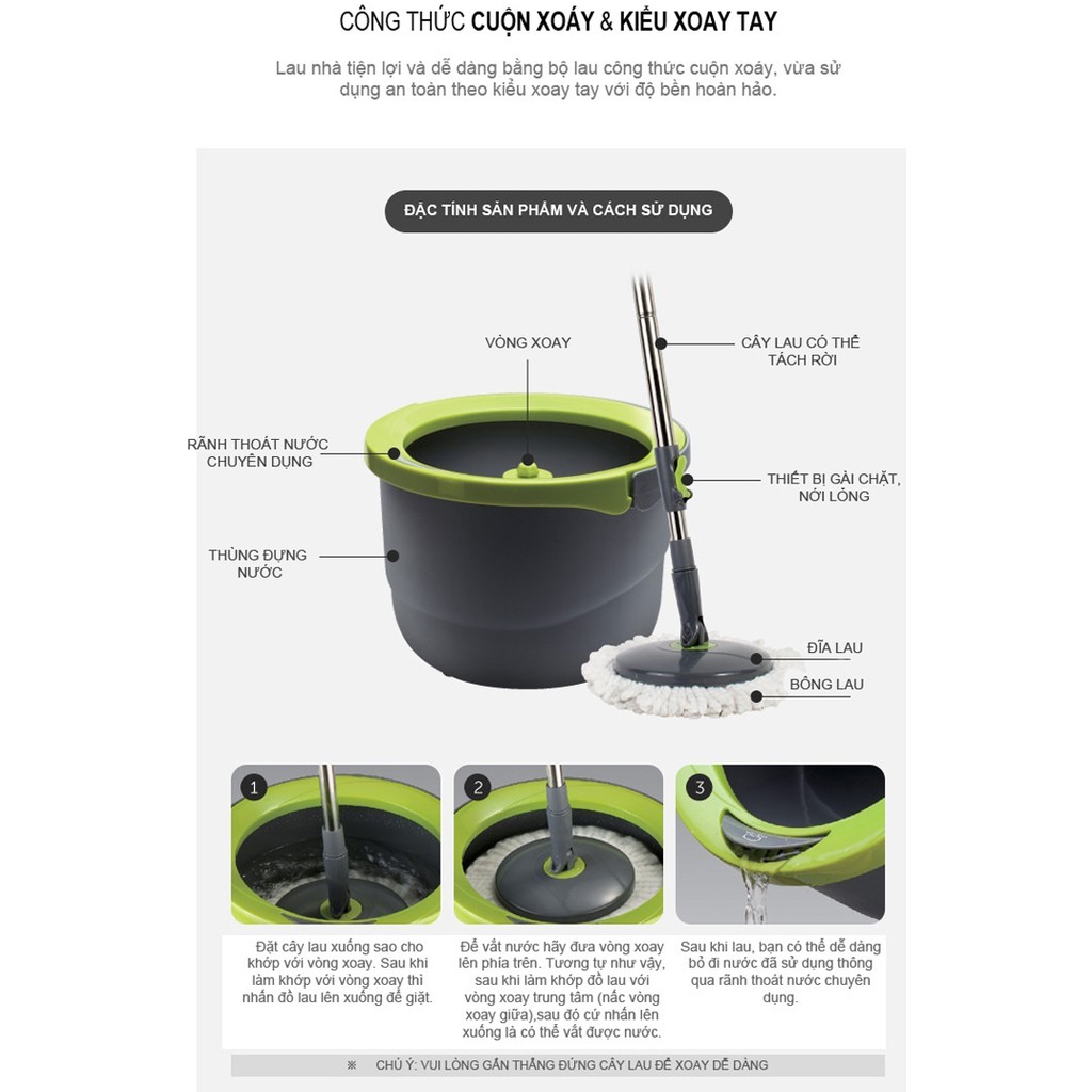 Bộ lau nhà Mini Spin Mop Lock&amp;Lock ETM498