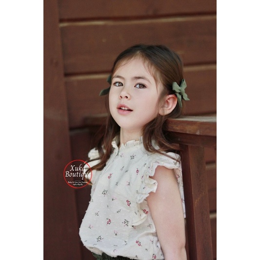 Set Quần Short Áo Hoa Tay Cánh Tiên Mùa Hè Bé Gái SOFT COTTON Cao Cấp 2022