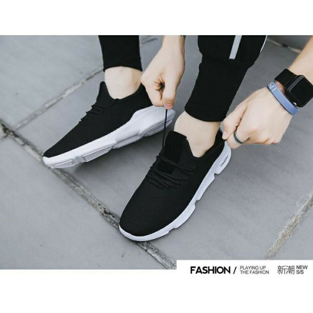 𝔹𝕆𝕊𝕊 𝕊ℍ𝕆𝔼𝕊 ⚜️ Giày Thể Thao SNEAKER NAM Vải ⚜️15 ( Đen ) Hot FASHION FULL BOX