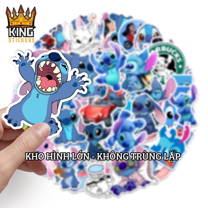 50 Hình Sticker Stitch Cute chống nước, dán mũ bảo hiểm, trang trí laptop, vali, phụ kiện KINGSTICKER