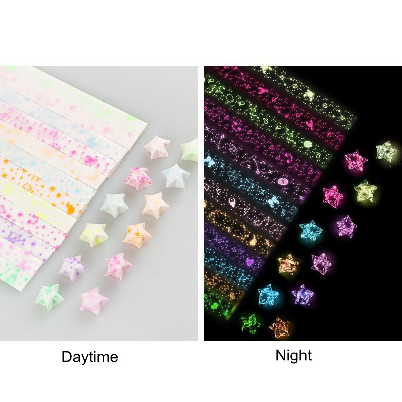 【210 Cái】【giờ trong bóng tối】 Giấy ngôi sao phát sáng| Giấy gấp dải | Ngôi sao may mắn origami| Giấy thủ công trang trí