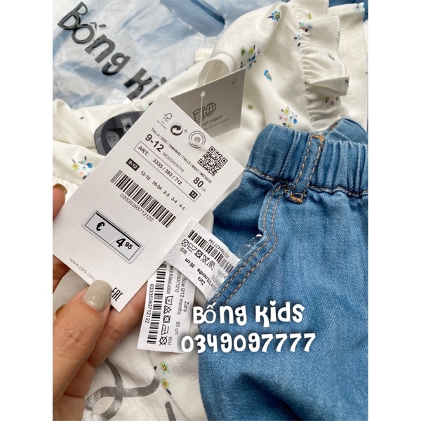Bộ Hè Bé Gái Hoa Denim ZR(bán lẻ áo lẻ quần)
