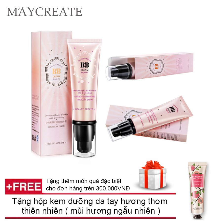 Kem Che Khuyết Điểm Maycreate Bb CreamTặng tuýp kem dưỡng da tay hương thơm tự nhiên ( mùi hương ngẫu nhiên )