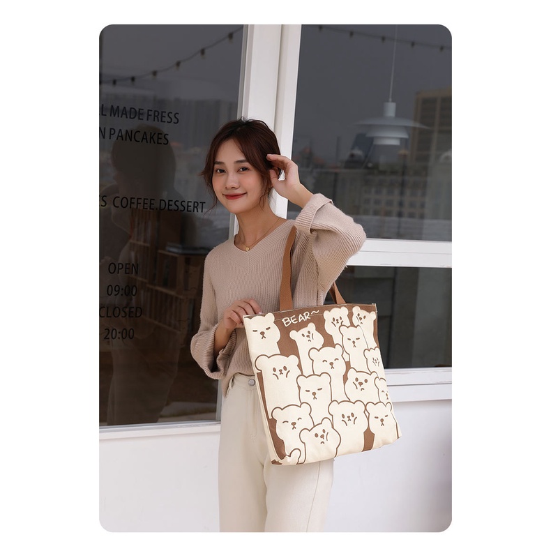 túi xách vải nữ DORRIKEY Ttf037 đeo vai cỡ lớn bằng vải canvas sành điệu cho nữ