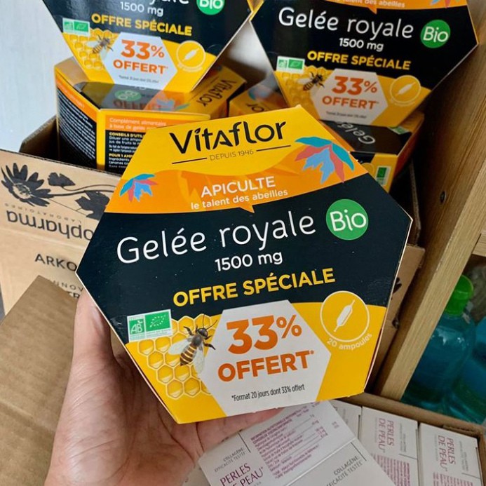 MẪU MỚI - Sữa Ong Chúa Pháp Vitaflor Gelee Royale Bio 1500mg - Sữa Ong Chúa Tươi Pháp