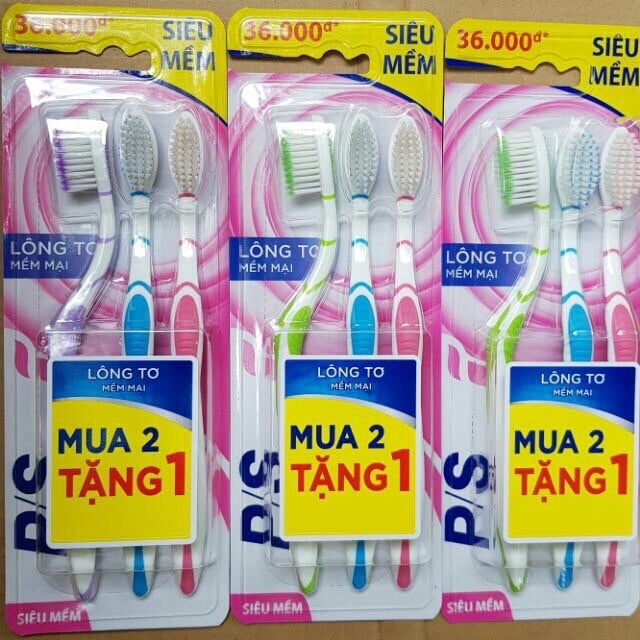 Bộ 3 bàn Chải Đánh Răng P/S - Colgate  Lông Tơ Mềm Mịn hàng chính hãng