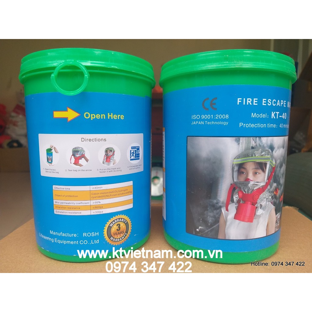 mặt nạ chống khói tiêu chuẩn CE model KT40