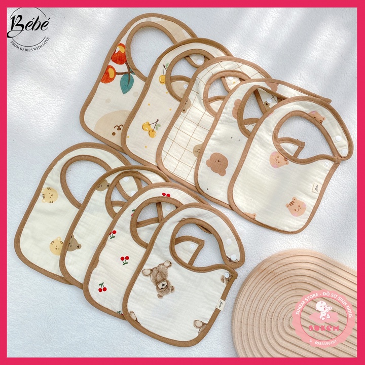 Yếm Cho Bé/Yếm Xô Vuông BéBé Thấm Hút, Mềm Mại, 2 Cúc Bấm Vai