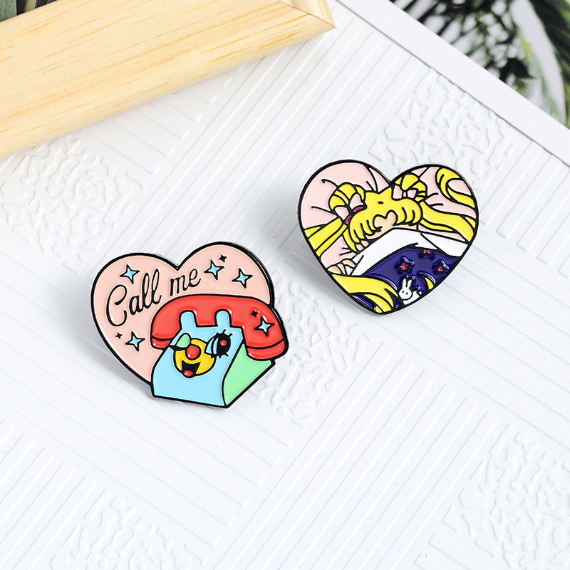 2 Style Anime Enamel Pin Sailor Moon Badge Brooch Lapel Pin Cartoon Jewelry Fans Gifts