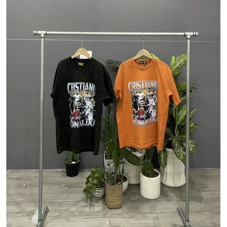 ÁO THUN TAY LỠ WASH COTTON RONALDO FORM UNISEX NAM NỮ (kèm ảnh thật)