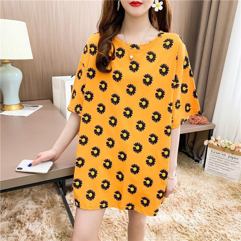 869224 - Áo thun nữ ngắn tay cổ tròn dáng dài mặc hè hàng nhập