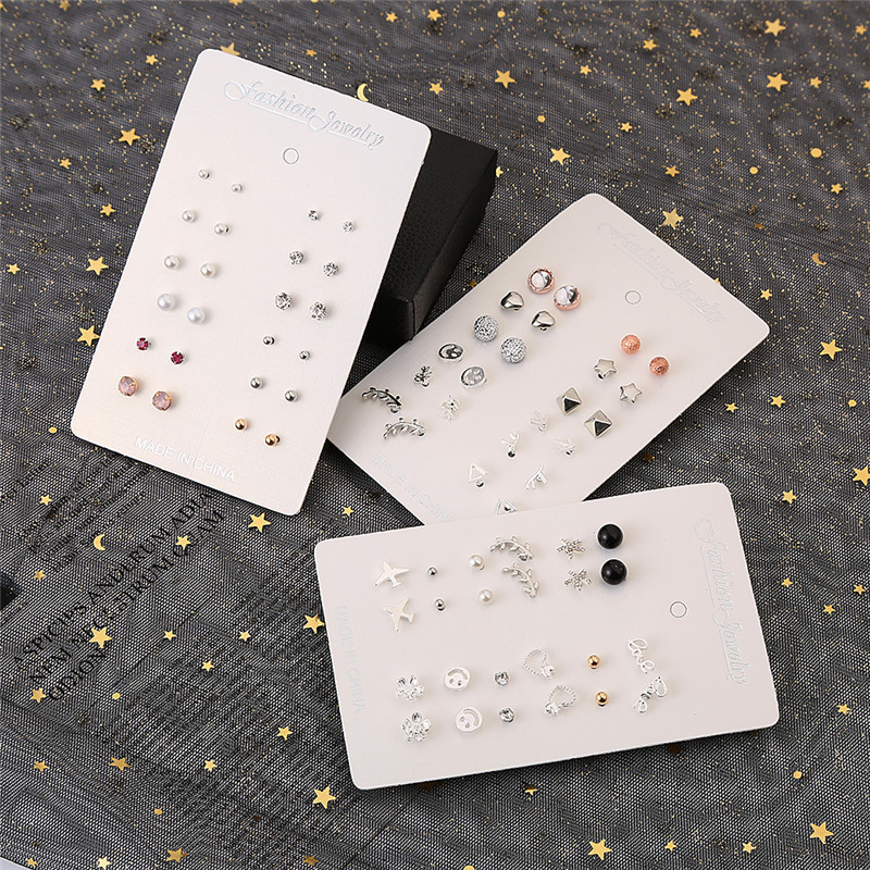 Mới set 12 Cặp Bông Tai Đính Đá Thời Trang Nữ