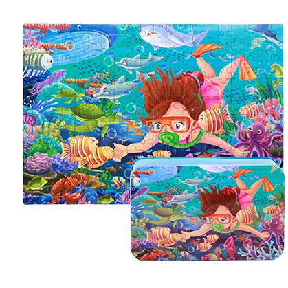 Hộp ghép hình puzzle 60 mảnh / 200 mảnh - CẬU BÉ LẶN BIỂN