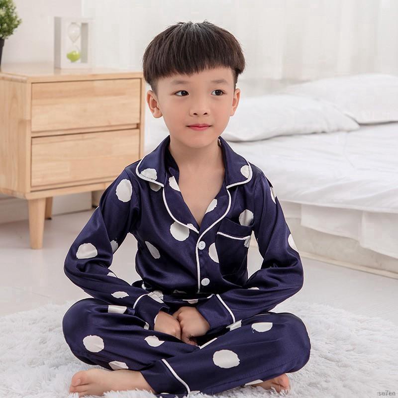 Bộ Đồ Ngủ Pijama Bằng Lụa Satin Cho Bé Trai Và Gái