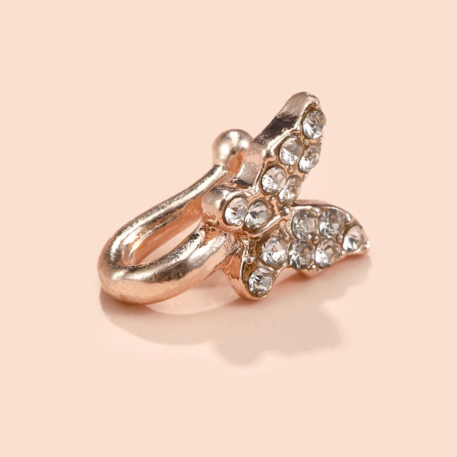 Khuyên đeo mũi hình bướm có đính đá thời trang mới 2022