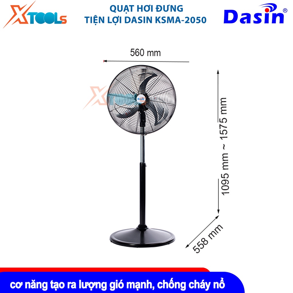 Quạt hơi đứng Dasin KSMA-2050  Tốc độ vòng quay: 1350 vòng/phút, Tốc độ gió: 330 m/phút [CHÍNH HÃNG][XTOOLS]