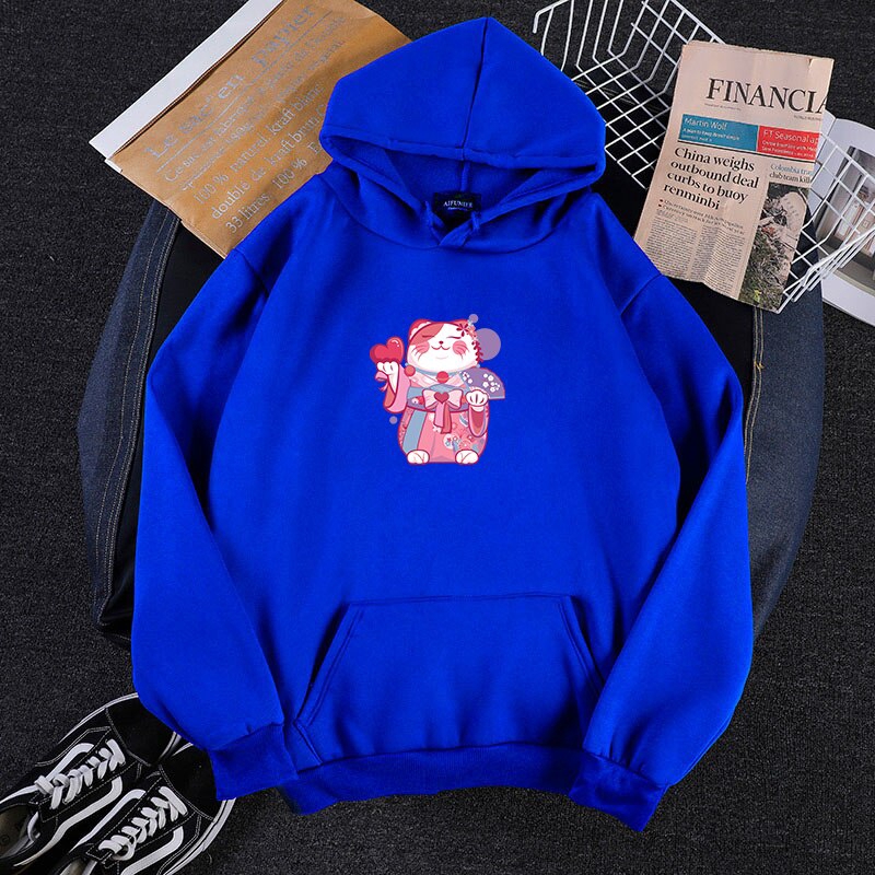 Áo Hoodie Có In Hình Mèo May Mắn Phong Cách Nhật Bản 2020 Cho Nữ