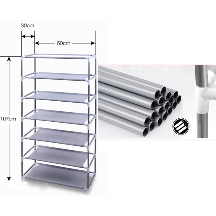 Tủ Giày 6 Tầng Trơn Đẹp Khung Inox