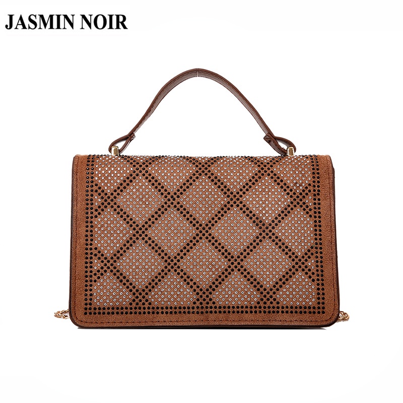 Túi Đeo JASMIN NOIR Chéo Vai Đính Kim Cương Giả Họa Tiết Kẻ Ô Cho Nữ