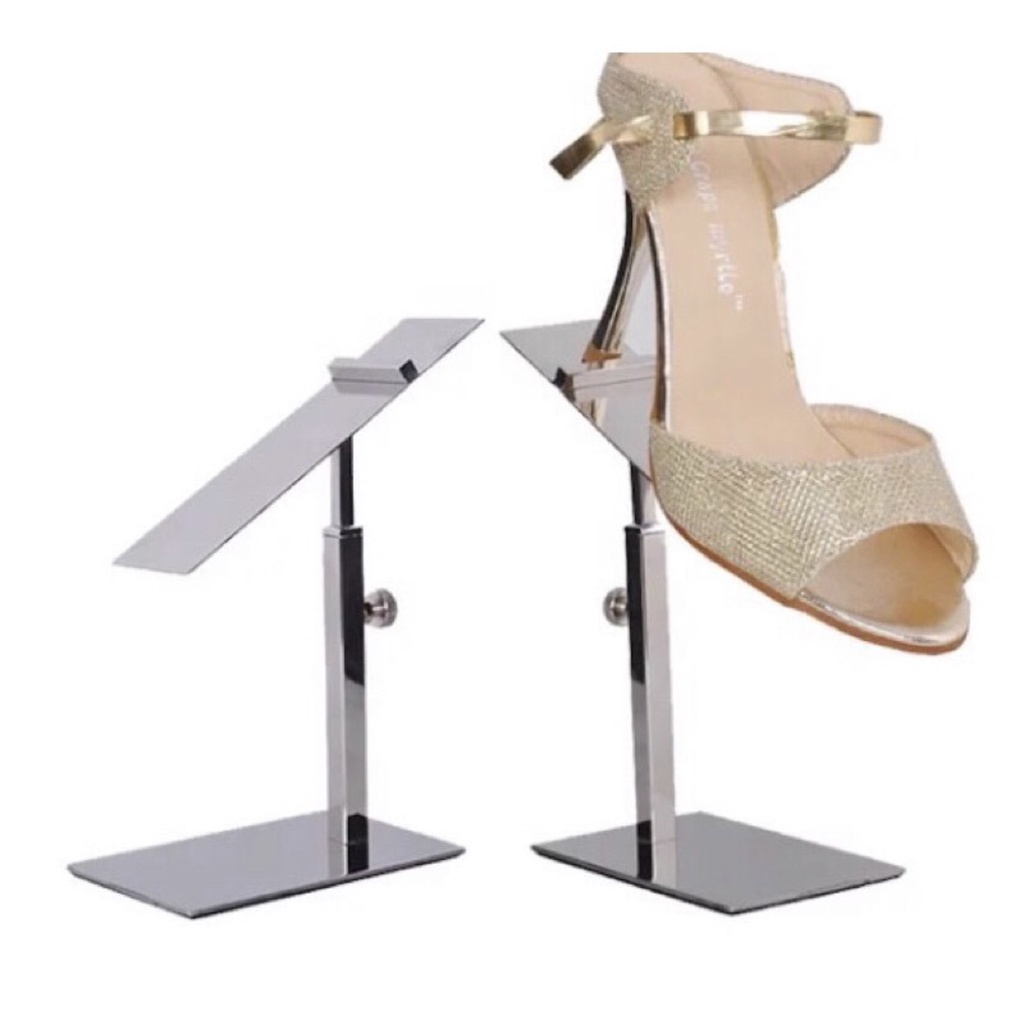 cây inox trưng bày giày, kệ inox mạ vàng trưng bày giày,dễ dàng điều chỉnh độ cao