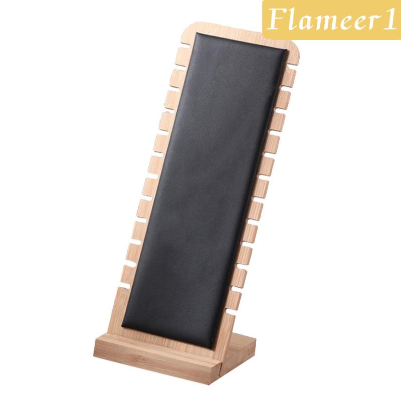 [Flameameer1] Giá Đỡ Trưng Bày Trang Sức Bằng Gỗ Tre Và Da Để Bàn Thanh Lịch