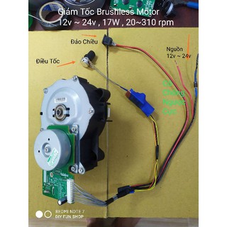 Giảm Tốc Brushless Motor 12v đến 24v 17W Tốc cao 310 vòng